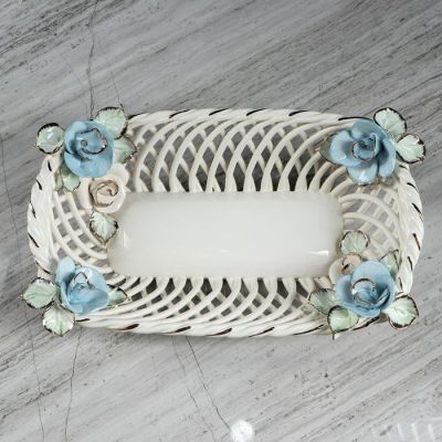 Конфетница "Эклерница", белая, цветная лепка, плетение, 8 см, микс