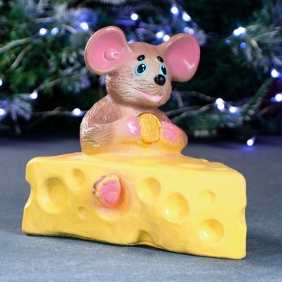 Копилка "Мышка в сыре" коричневая 19х15х20см