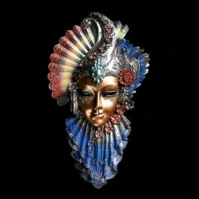 Венецианская маска "Рубин" 32см МИКС золото