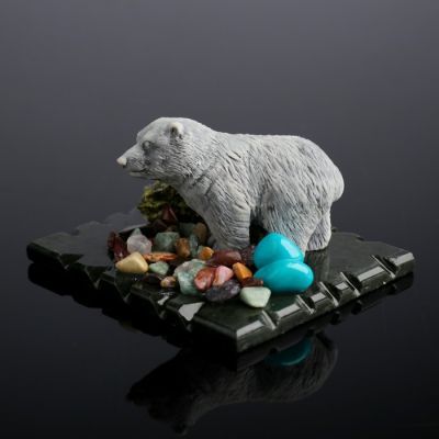 Сувенир" Медведь стоящий", змеевик, мрамор