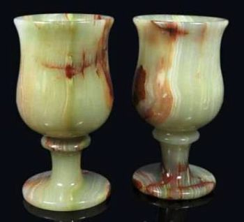 Набор бокалов из оникса для вина (2шт), h = 9,5 см в картонной коробке 