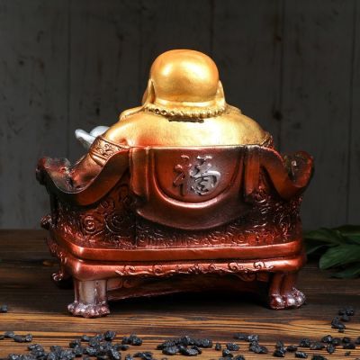 Копилка "Хотэй в кресле", глянец, золотистый цвет, 24 см