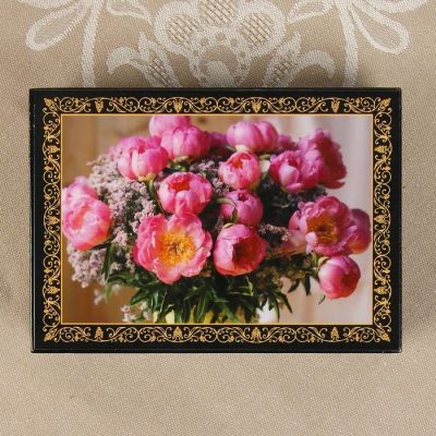 Шкатулка «Пионы», 10×14 см, лаковая миниатюра