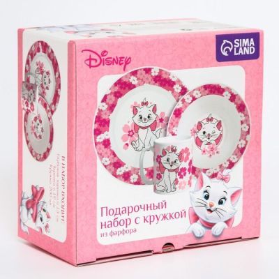Набор посуды «Мари», 3 предмета: тарелка Ø 16,5 см, миска Ø 14 см, кружка 200 мл, Коты Аристократы
