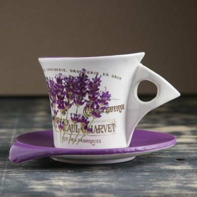 Горшок цветочный в форме чашки "Лаванда" 16*12*11 см