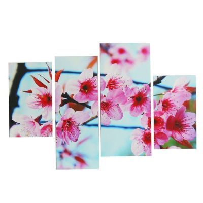 Картина модульная на подрамнике "Сакура"  2-30х45; 1-29,5х69; 1-34х69, 80*130 см