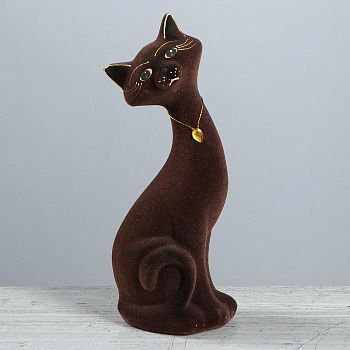 Копилка "Кот Маркиз", покрытие флок, коричневая, 30 см