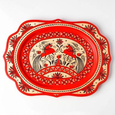 Поднос, малый, 29×21×1,5 см, мезенская роспись