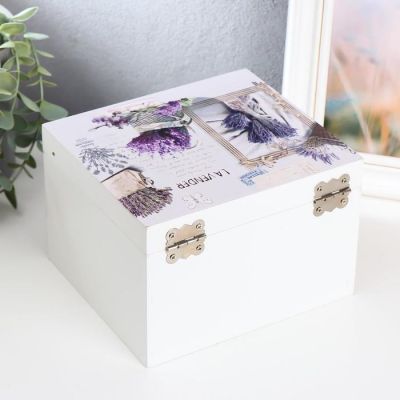 Шкатулка дерево с зеркалом "Букеты с лавандой" 11,5х17х15 см