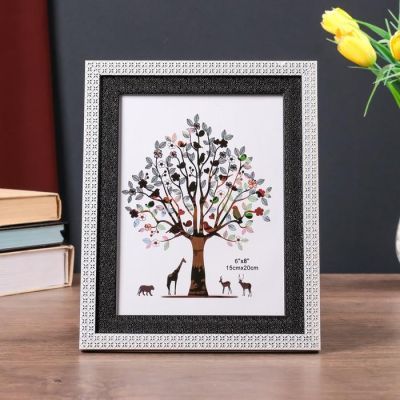 Фоторамка пластик 15х20 см "Золотые крестики" белая с чёрным 24,8х19,8 см