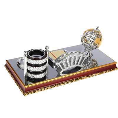 Набор настольный 5в1 (глобус,визитница,карандашница микс,скреп.,лоток для бумаги) 23*40,5см