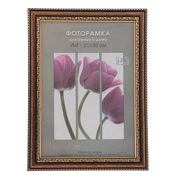 Фоторамка 21х30 см пластик 780 латунь (25/500)