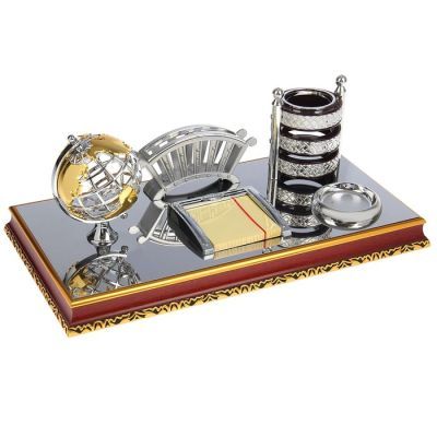 Набор настольный 5в1 (глобус,визитница,карандашница микс,скреп.,лоток для бумаги) 23*40,5см