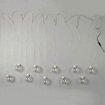 Гирлянда «Бахрома» 2.5 × 0.7 м роса с насадками «Шарики», IP20, серебристая нить, 150 LED, свечение тёплое белое, 12 В