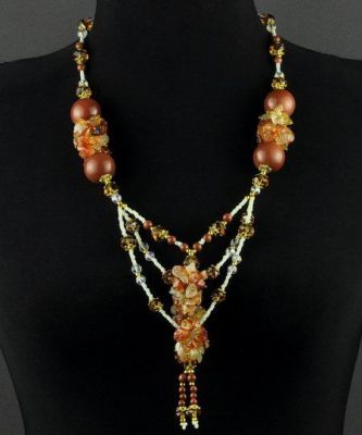 Авторские бусы Сердолик, хрусталь, авантюрин "Квазар" арт.ВАС-235