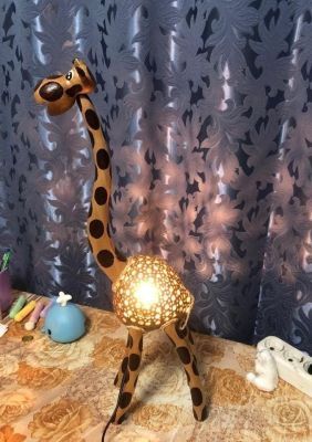 Светильник из кокосового дерева «Жираф большой» высота 60 см