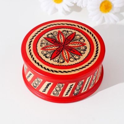 Шкатулка, 9×9х4 см, мезенская роспись