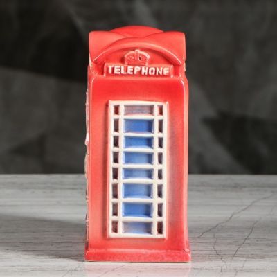 Копилка "Телефонная будка", глянец, красный цвет, 17 см
