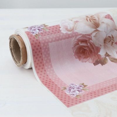 Клеёнка столовая на нетканой основе Доляна «Букет», ширина 137 см, рулон 20 м