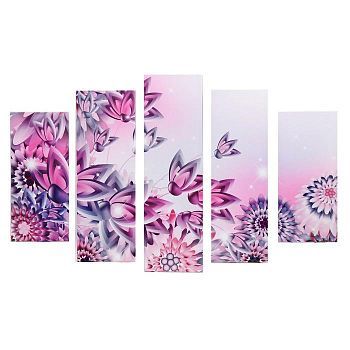 Модульная картина "Цветочный орнамент" (2-23х52; 2-24х70; 1-24х80) 120х80см