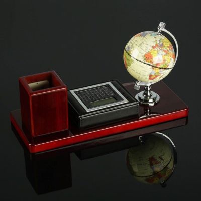 Набор настольный 3в1 (блок д/бумаг, карандашница с часами, глобус, калькулятор), микс