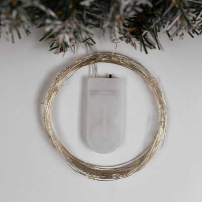 Гирлянда «Нить» 5 м роса, IP20, серебристая нить, 50 LED, свечение мульти, CR2032х2