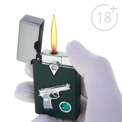 Зажигалка с подсветкой "Револьвер" в подарочной коробке, пьезо, газ  микс