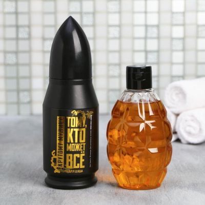 Набор "С днем настоящих мужчин" гель для душа пуля, аромат парфюма, шампунь граната