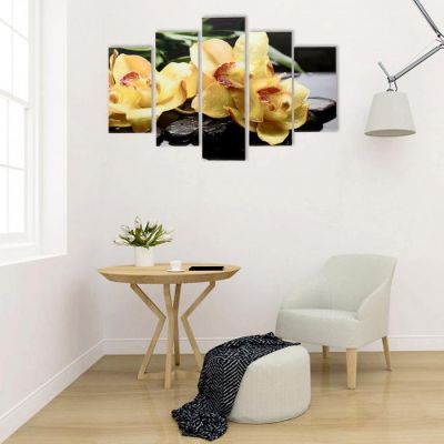 Модульная картина на подрамнике "Жёлтая орхидея" 150х100 см ( 2-30х60; 2-30х80; 1-30х100)