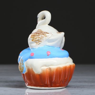 Копилка "Кексик Лебедь", глазурь, разноцветная, 14 см, микс