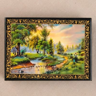 Шкатулка «Ручей», 10×14 см, лаковая миниатюра