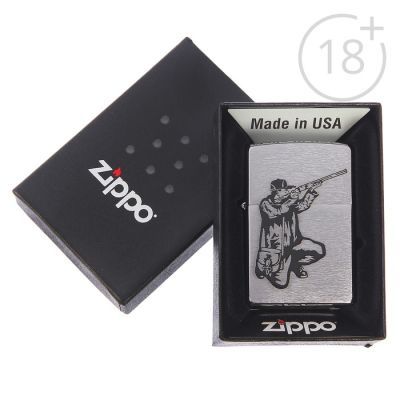 Зажигалка ZIPPO 200 Охотник с покрытием Brushed Chrome