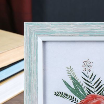 Фоторамка пластик 15х20 см "Адель" белая с голубым 23,5х18,7 см