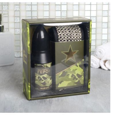 Набор "23 Февраля" гель для душа пуля 200 мл мужской парфюм, мочалка