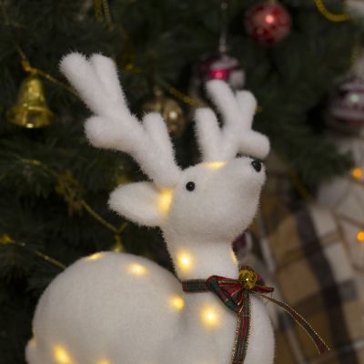 Светодиодная фигура «Олень» 25 × 29 × 13 см, флок, батарейки CR2032х2, свечение тёплое белое