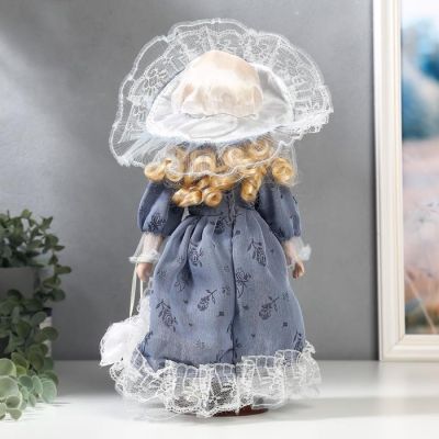 Кукла коллекционная керамика "Маленькая мисс в голубом платье" 30 см
