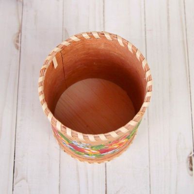 Туес «Яблочко», 10×10×12 см, с ручной росписью, береста