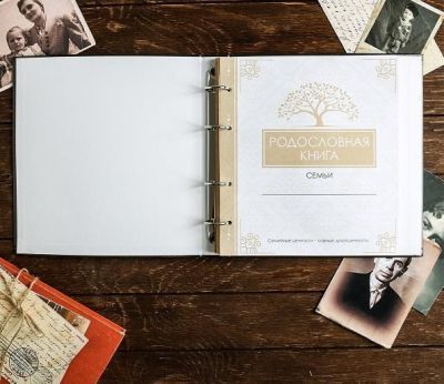 Родословная книга "Семейная" с деревянным элементом 