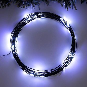 Гирлянда «Нить» 5 м роса, IP20, зелёная нить, 50 LED, свечение белое, 2 режима, AAх3