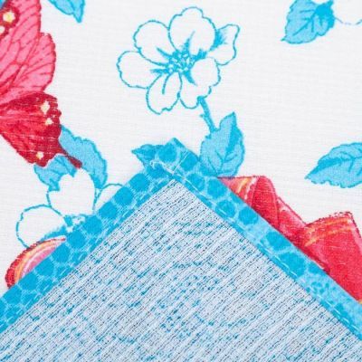 Полотенце вафельное  "Герберы" 45х60 см, бирюза, 160 гр/м, хл,