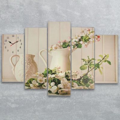 Часы настенные модульные «Ваза с цветами», 80 × 140 см