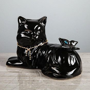 Копилка "Перс с Бабочкой", покрытие глазурь, чёрная, 18 см
