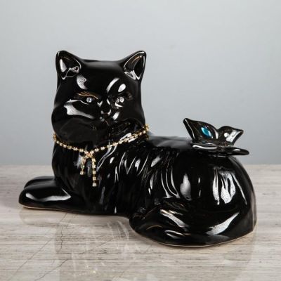 Копилка "Перс с Бабочкой", покрытие глазурь, чёрная, 18 см