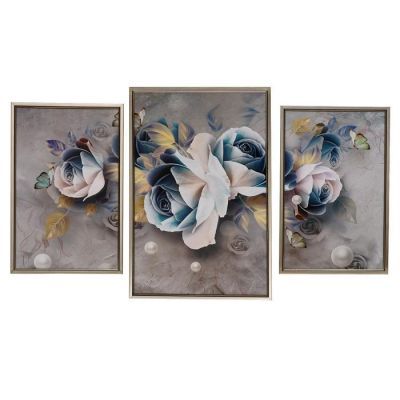 Картина модульная "Бело-синие розы" 39*59 - 1шт., 30*47 - 2шт., 60х100 см