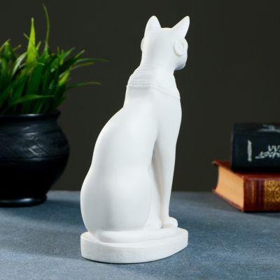 Фигура "Кошка египетская" 19х11см, белая / мраморная крошка