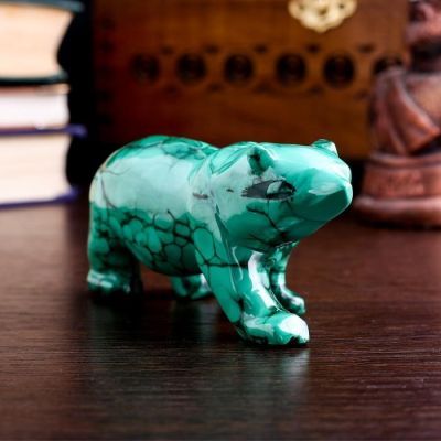 Сувенир "Медведь", натуральный малахит