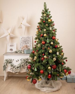 Ель искусственная зеленая с шишками №11 (ПВХ, высота 3 метра)