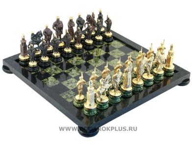 Шахматы "Русские" камень змеевик №36 (38 х 38 см)