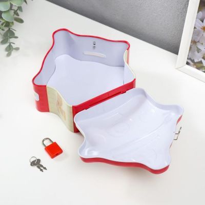 Копилка металл "Домик-мишка" МИКС 14,5х15,5х6,5 см