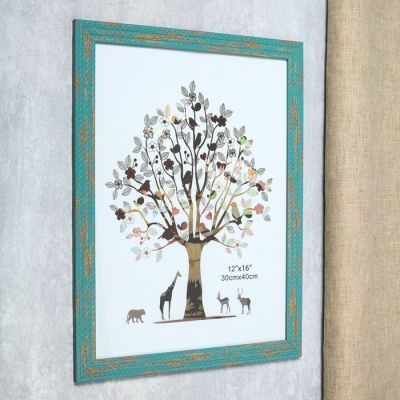 Фоторамка пластик 30х40 см "Пшеница" синяя с золотом 44х34 см